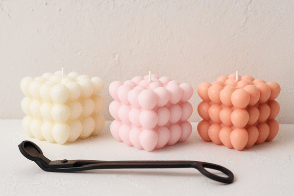 Bubble heart candle