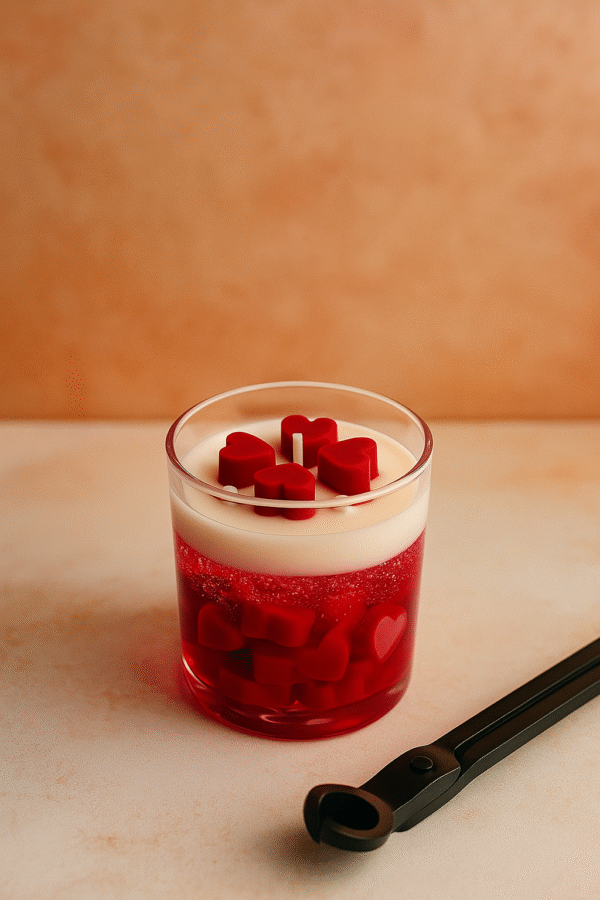 Small hearts gel wax jar candle