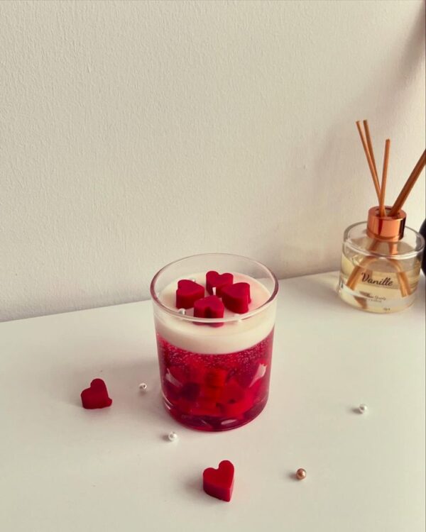Small hearts gel wax jar candle